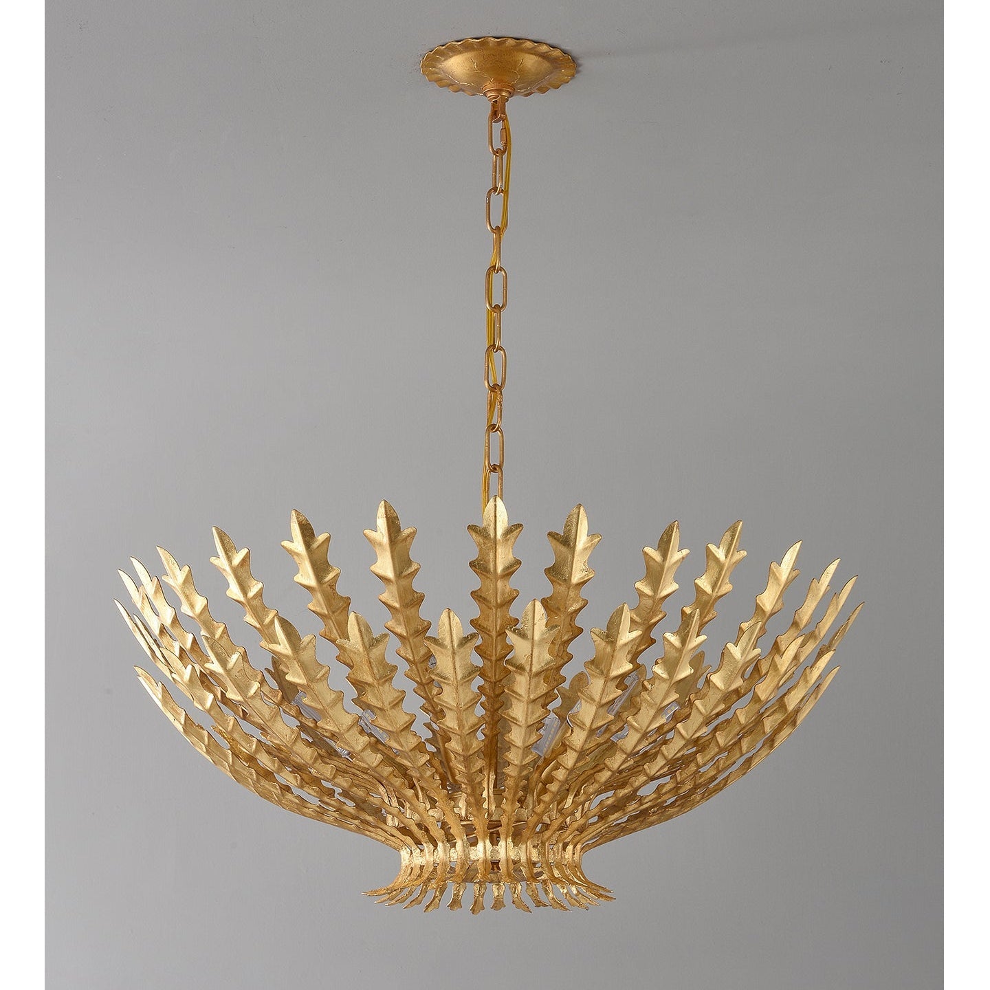 Gilded Acanthus Chandelier - Elegant Design, Adjustable Height, LED Co
