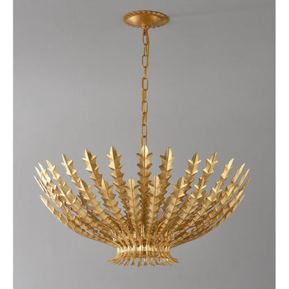 Gilded Acanthus Chandelier - Elegant Design, Adjustable Height, LED Co