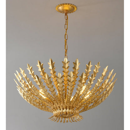 Gilded Acanthus Chandelier - Elegant Design, Adjustable Height, LED Co