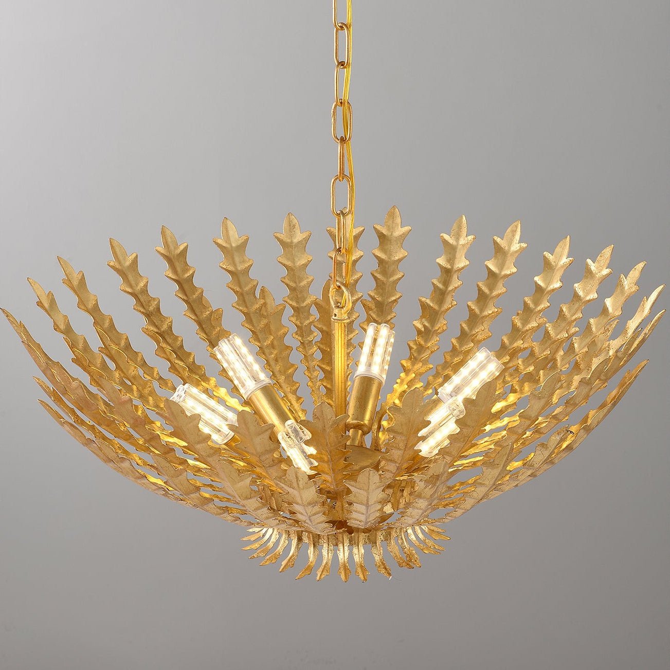 Gilded Acanthus Chandelier - Elegant Design, Adjustable Height, LED Co