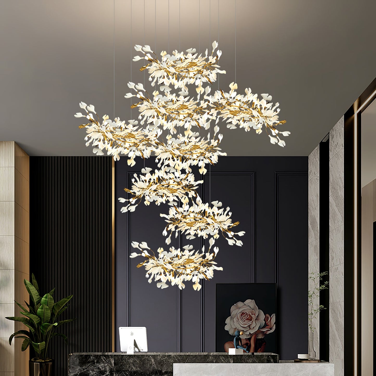 Gingko Leaves Chandelier - Elegant Design with Adjustable Brightness