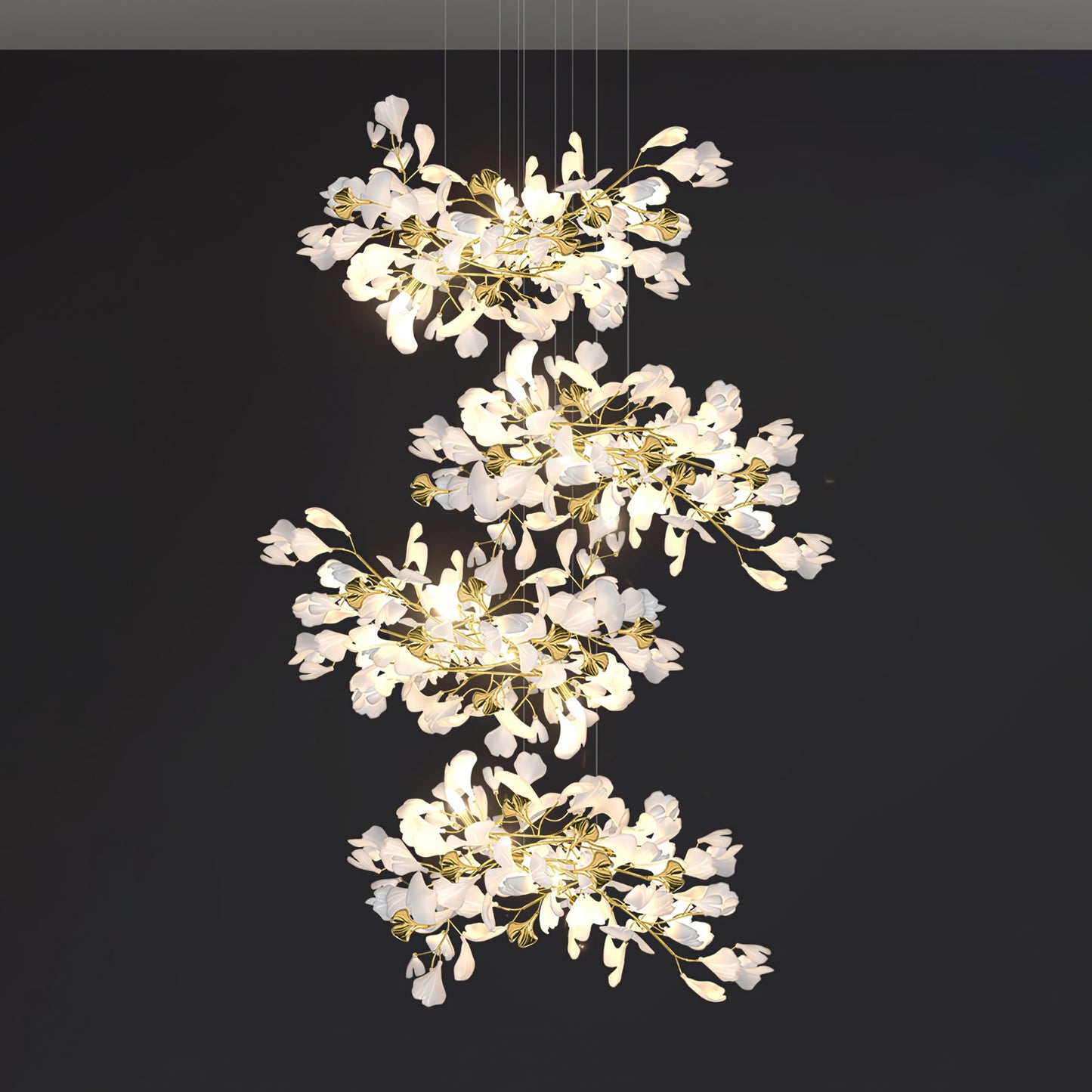 Gingko Leaves Chandelier - Elegant Design with Adjustable Brightness