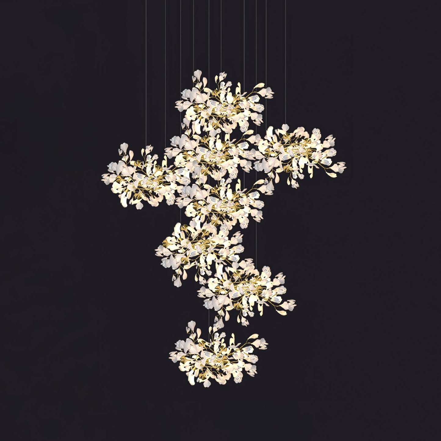 Gingko Leaves Chandelier - Elegant Design with Adjustable Brightness