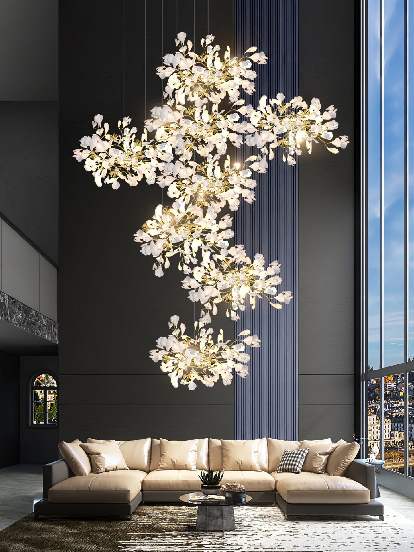 Gingko Leaves Chandelier - Elegant Design with Adjustable Brightness