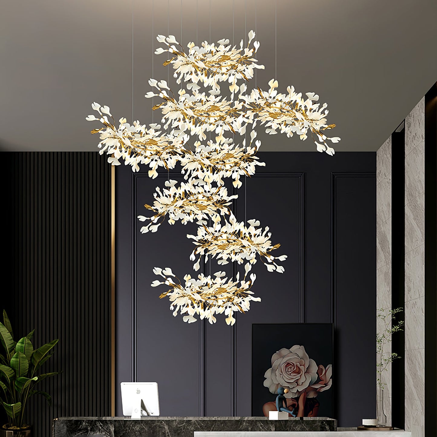 Gingko Leaves Chandelier - Elegant Design with Adjustable Brightness
