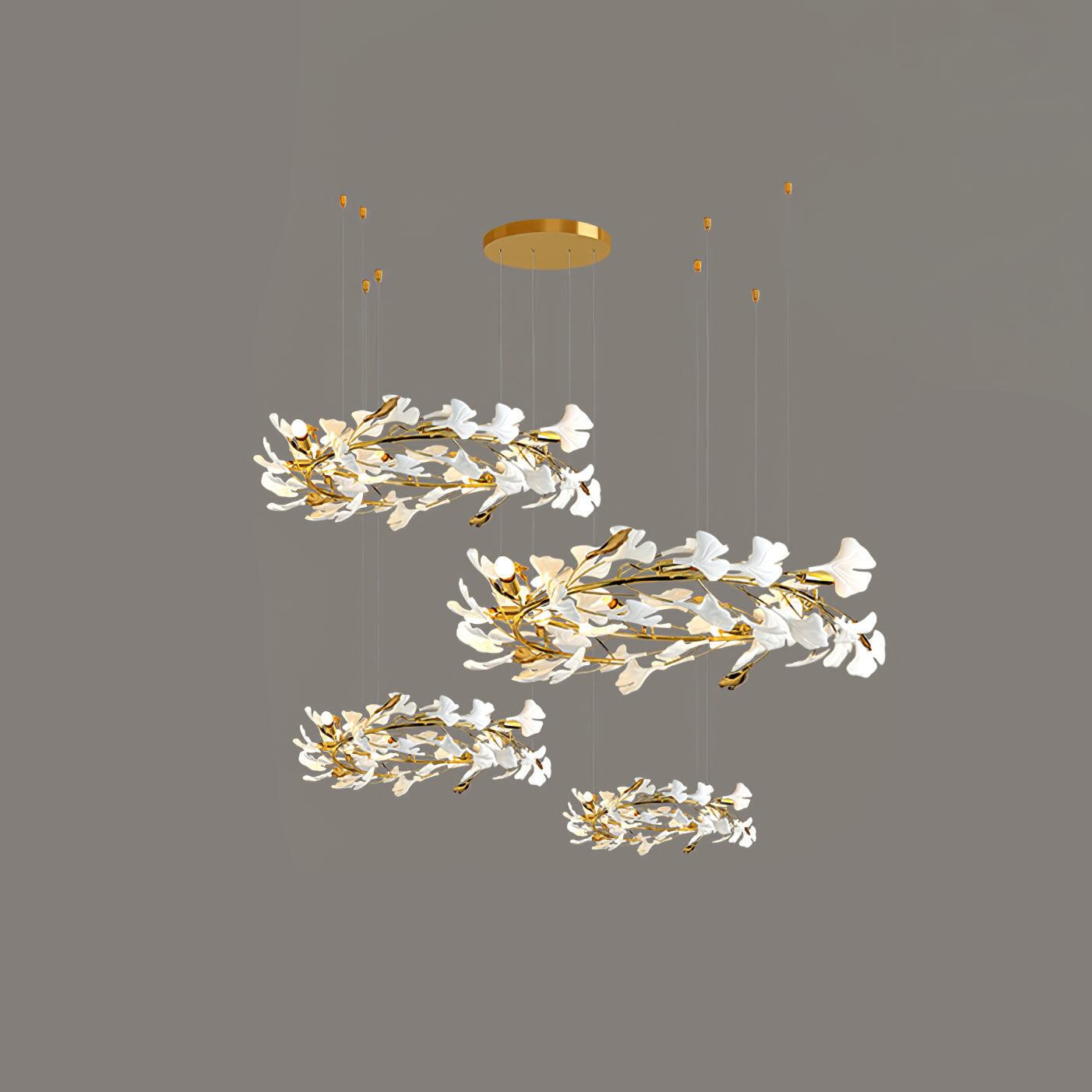 Gingko Leaves Chandelier - Elegant Design with Adjustable Brightness