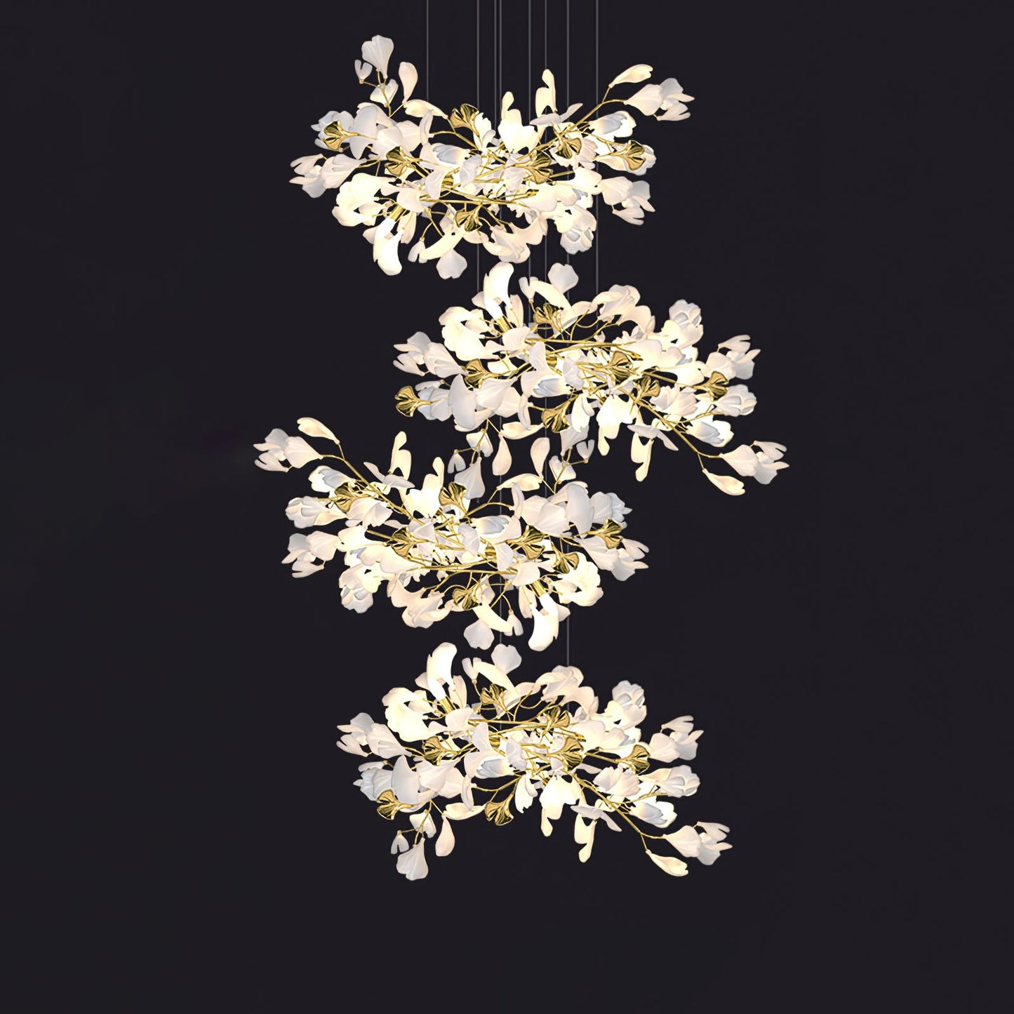 Gingko Leaves Chandelier - Elegant Design with Adjustable Brightness