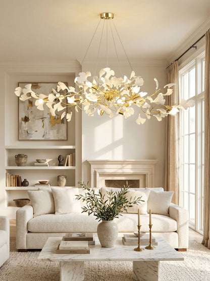 Gingko Bough Chandelier - Elegant Design with Adjustable Brightness