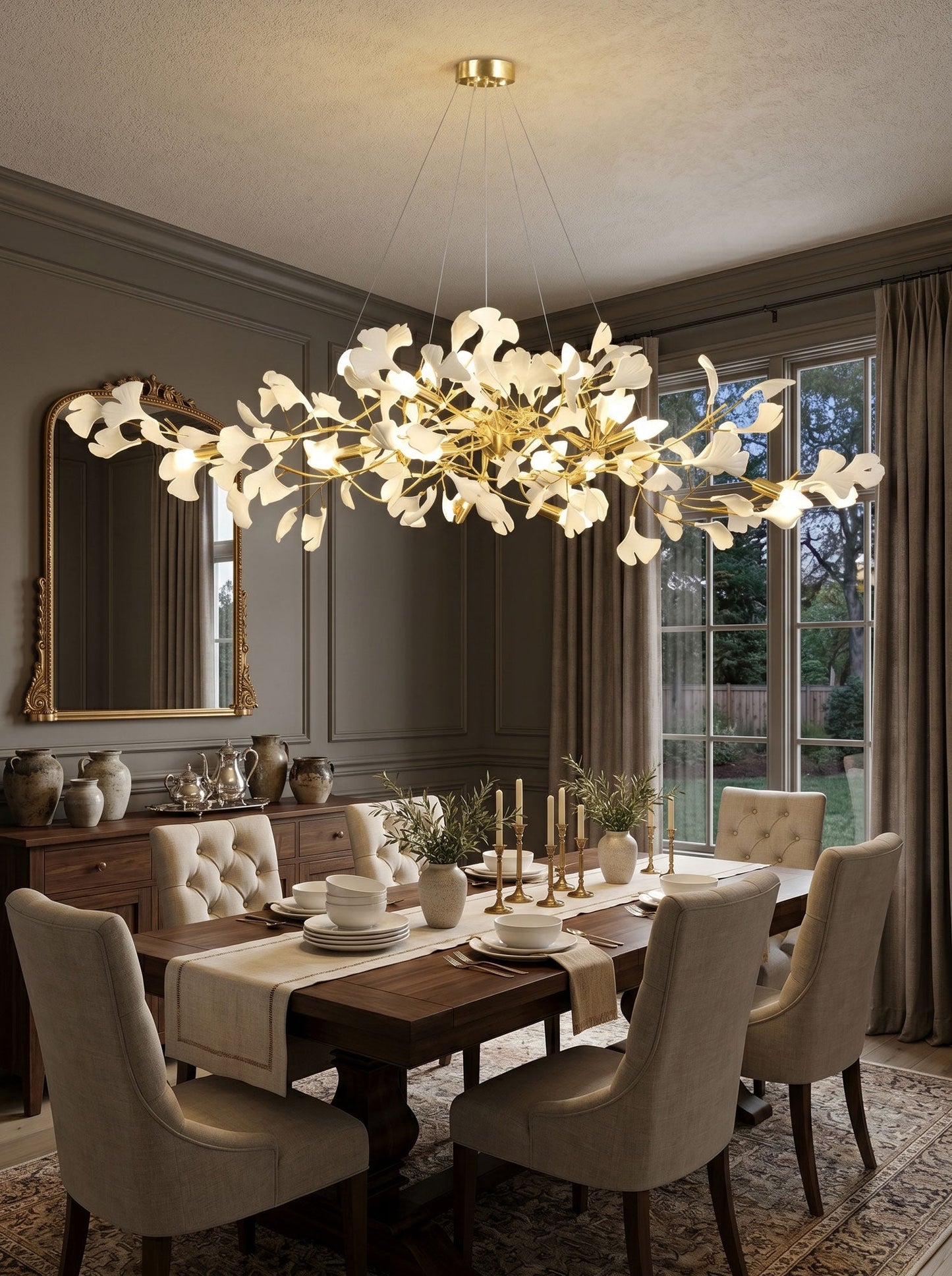 Gingko Bough Chandelier - Elegant Design with Adjustable Brightness