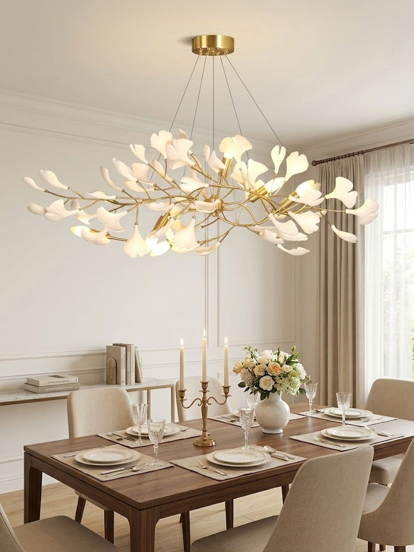 Gingko Bough Chandelier - Elegant Design with Adjustable Brightness