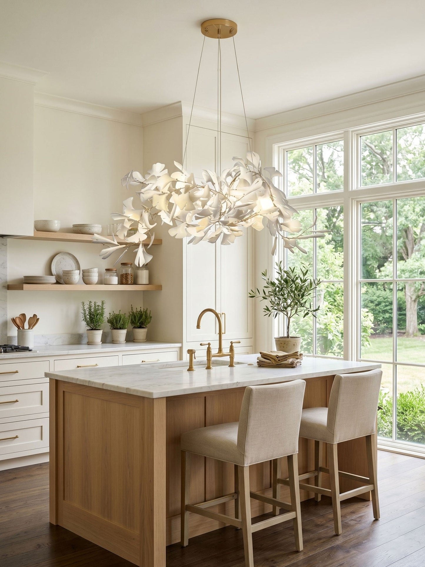 Gingko Bouquet Chandelier - Elegant Design with Adjustable Brightness