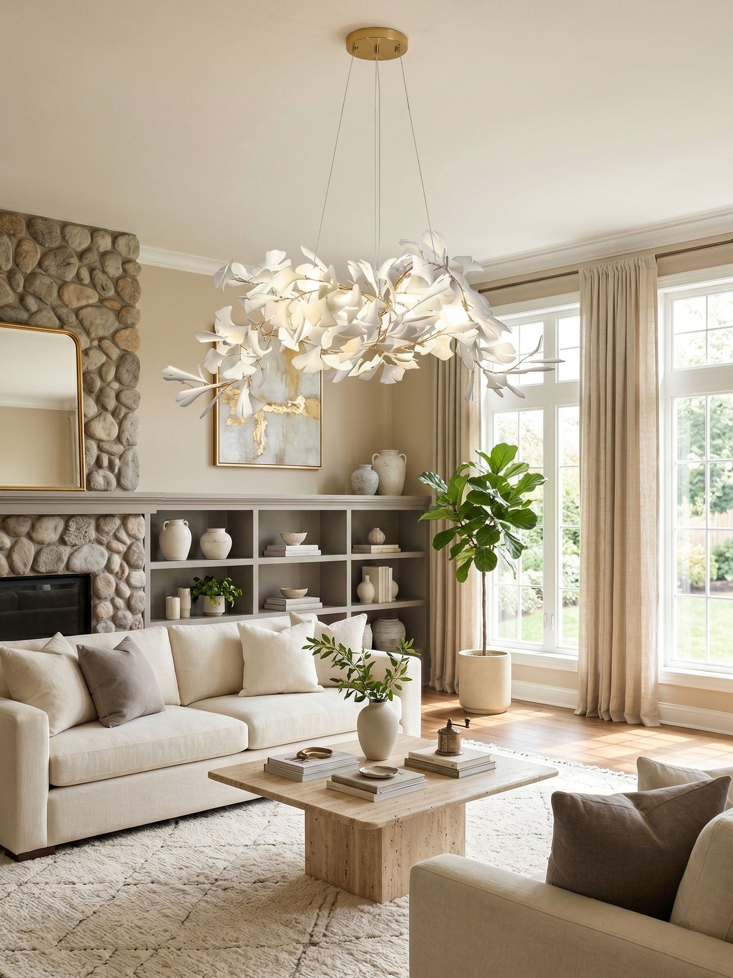 Gingko Bouquet Chandelier - Elegant Design with Adjustable Brightness
