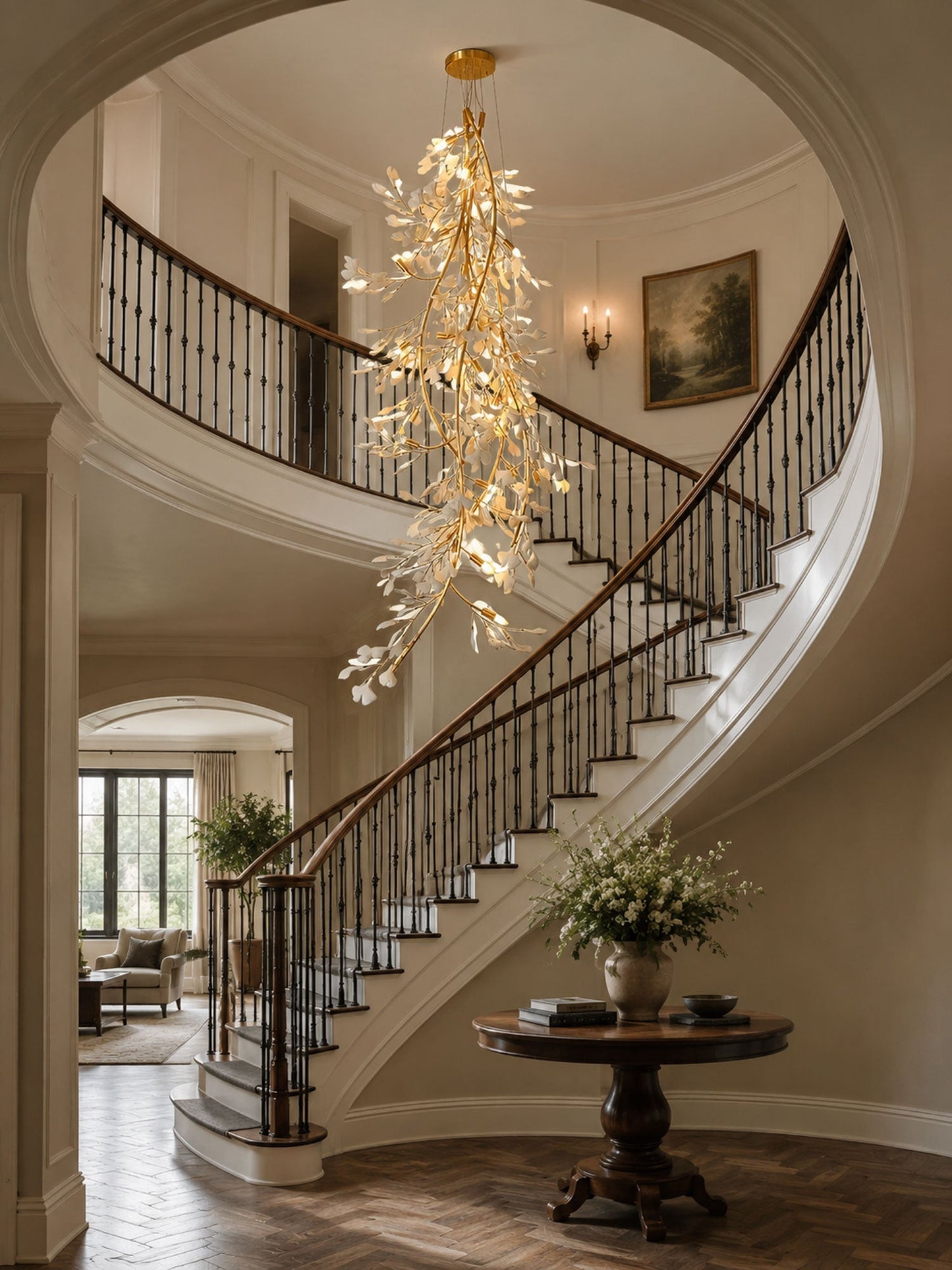 Gingko Cascade Branch Chandelier - Modern Design, Adjustable Height