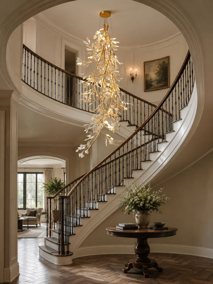 Gingko Cascade Branch Chandelier - Modern Design, Adjustable Height