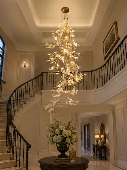 Gingko Cascade Branch Chandelier - Modern Design, Adjustable Height