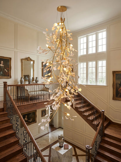 Gingko Cascade Branch Chandelier - Modern Design, Adjustable Height