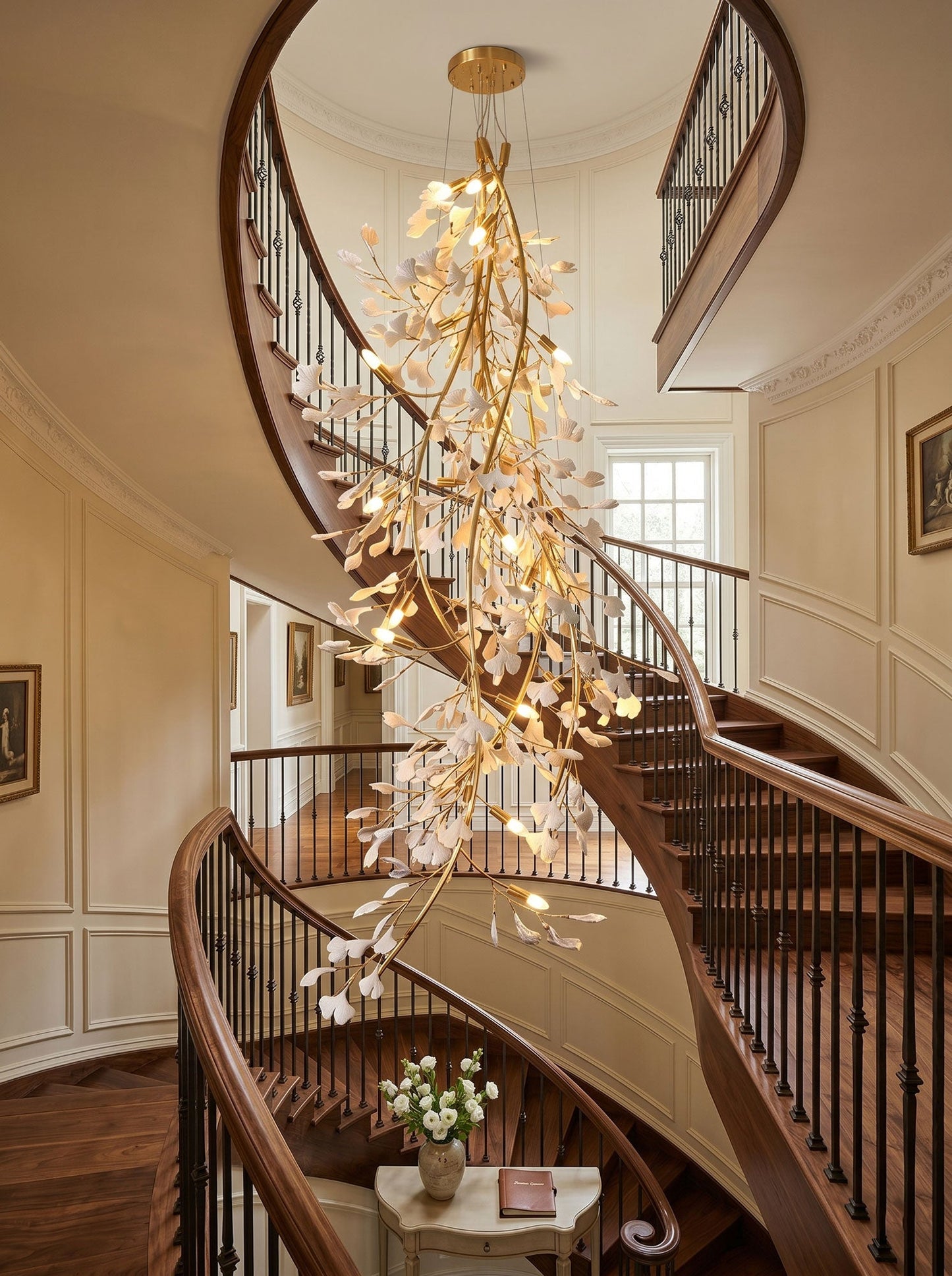 Gingko Cascade Branch Chandelier - Modern Design, Adjustable Height