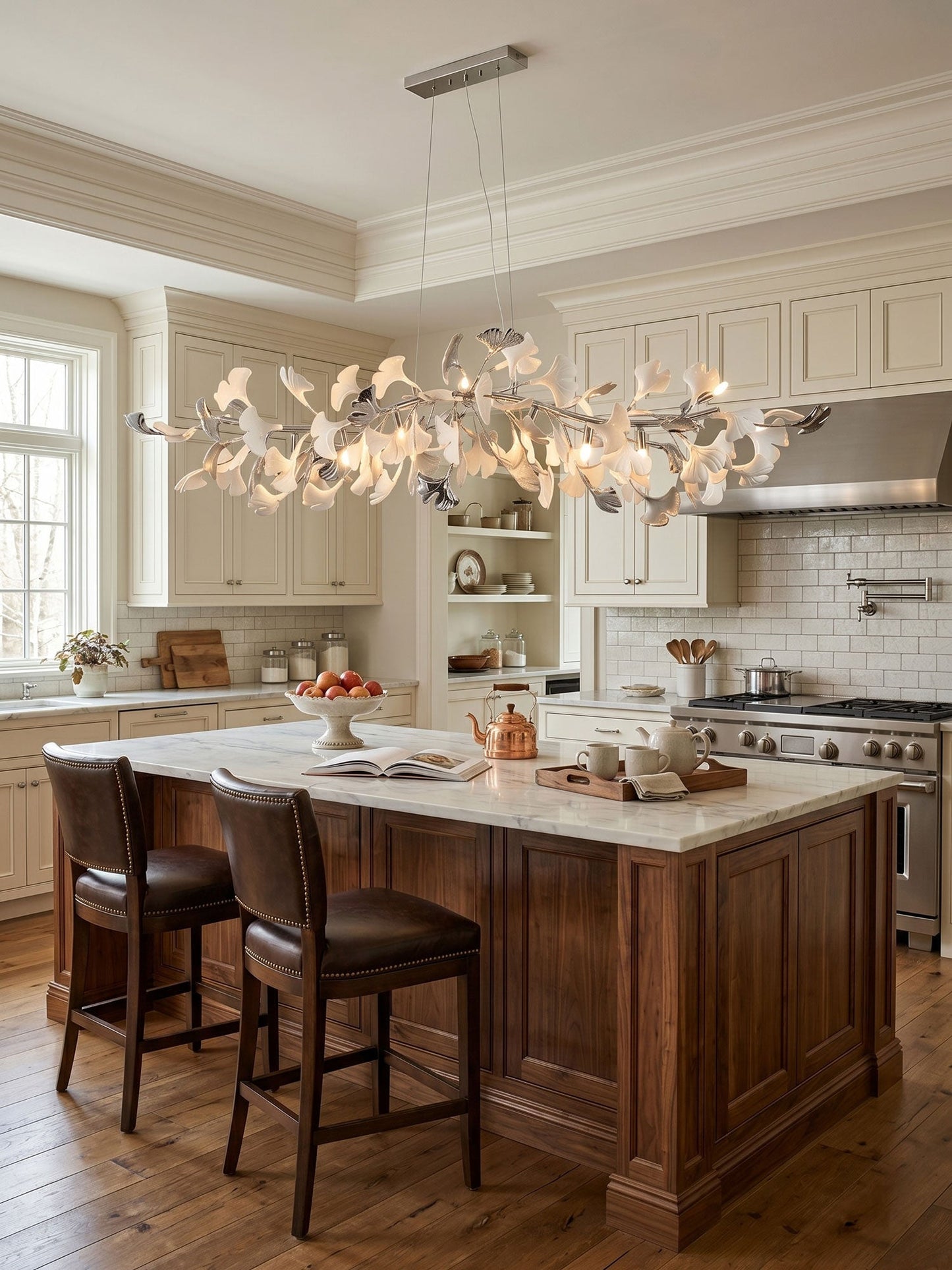 Gingko Cascade Chandelier - Modern LED Lighting with Adjustable Bright