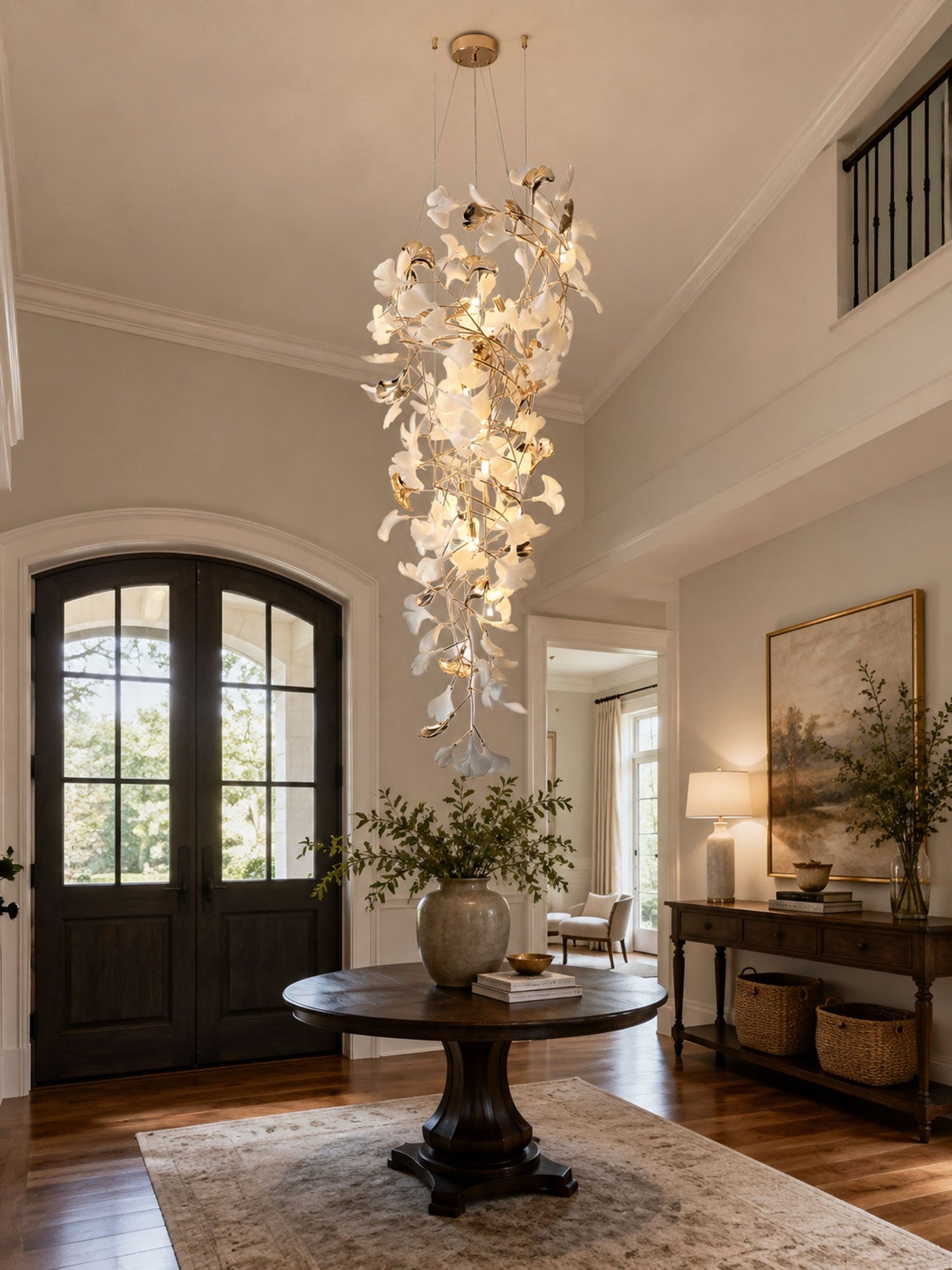 Gingko Cascade Leaf Chandelier - Elegant Modern Design with Adjustable
