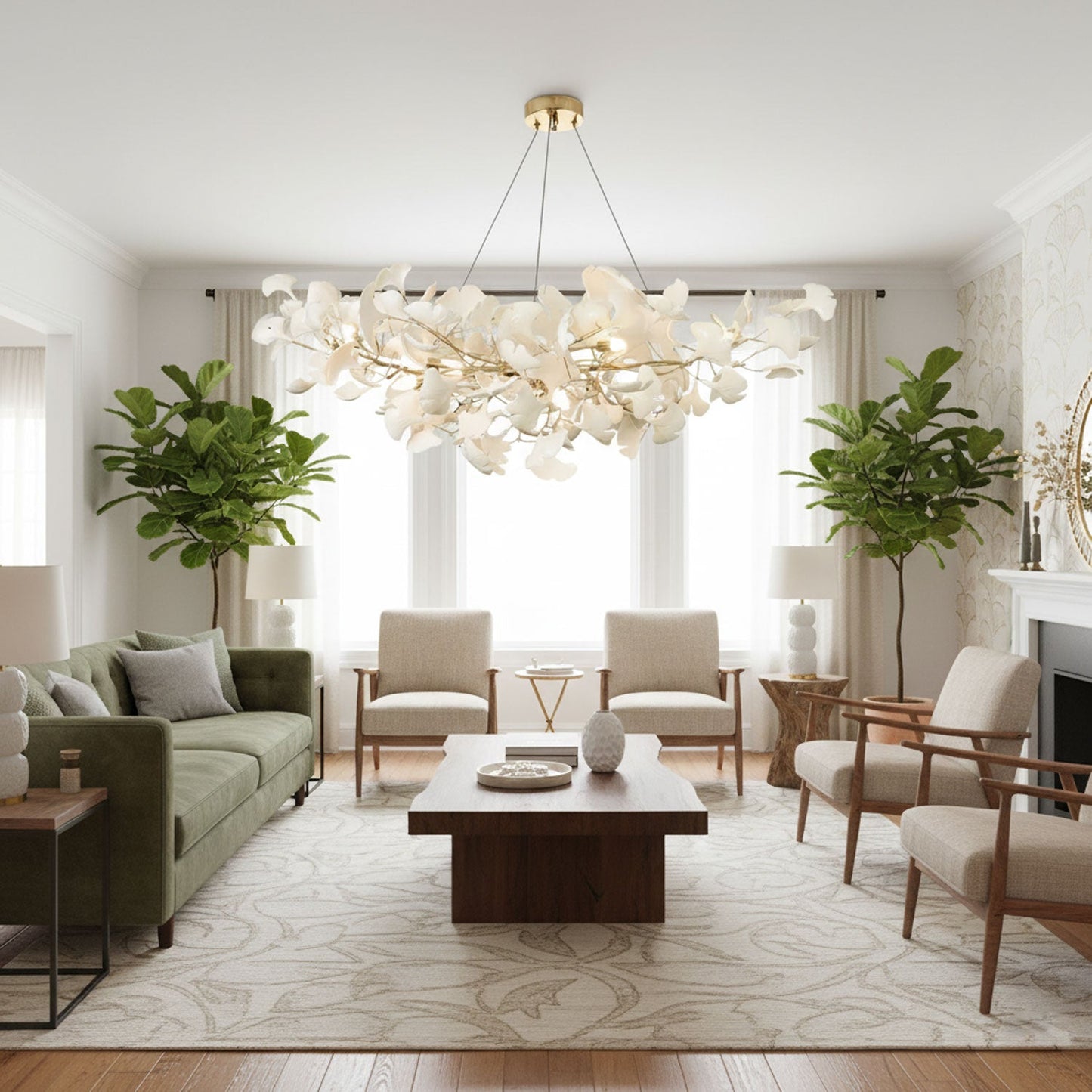 Horizon Bloom Ginkgo Chandelier - Elegant Design & Adjustable Height