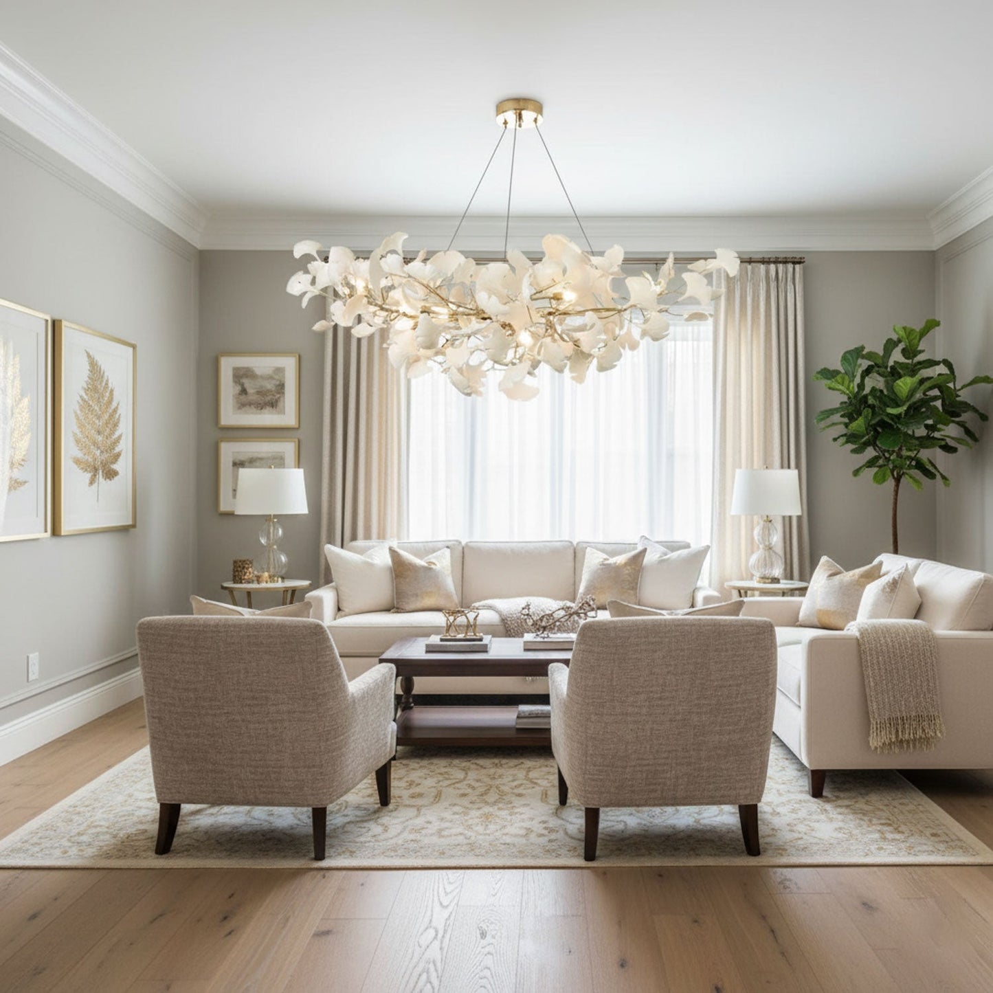 Horizon Bloom Ginkgo Chandelier - Elegant Design & Adjustable Height