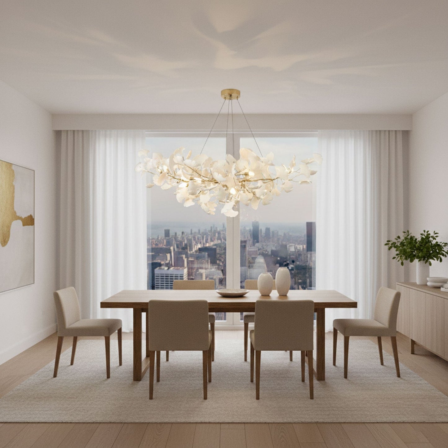 Horizon Bloom Ginkgo Chandelier - Elegant Design & Adjustable Height