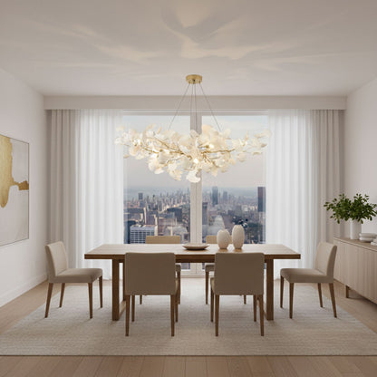 Horizon Bloom Ginkgo Chandelier - Elegant Design & Adjustable Height