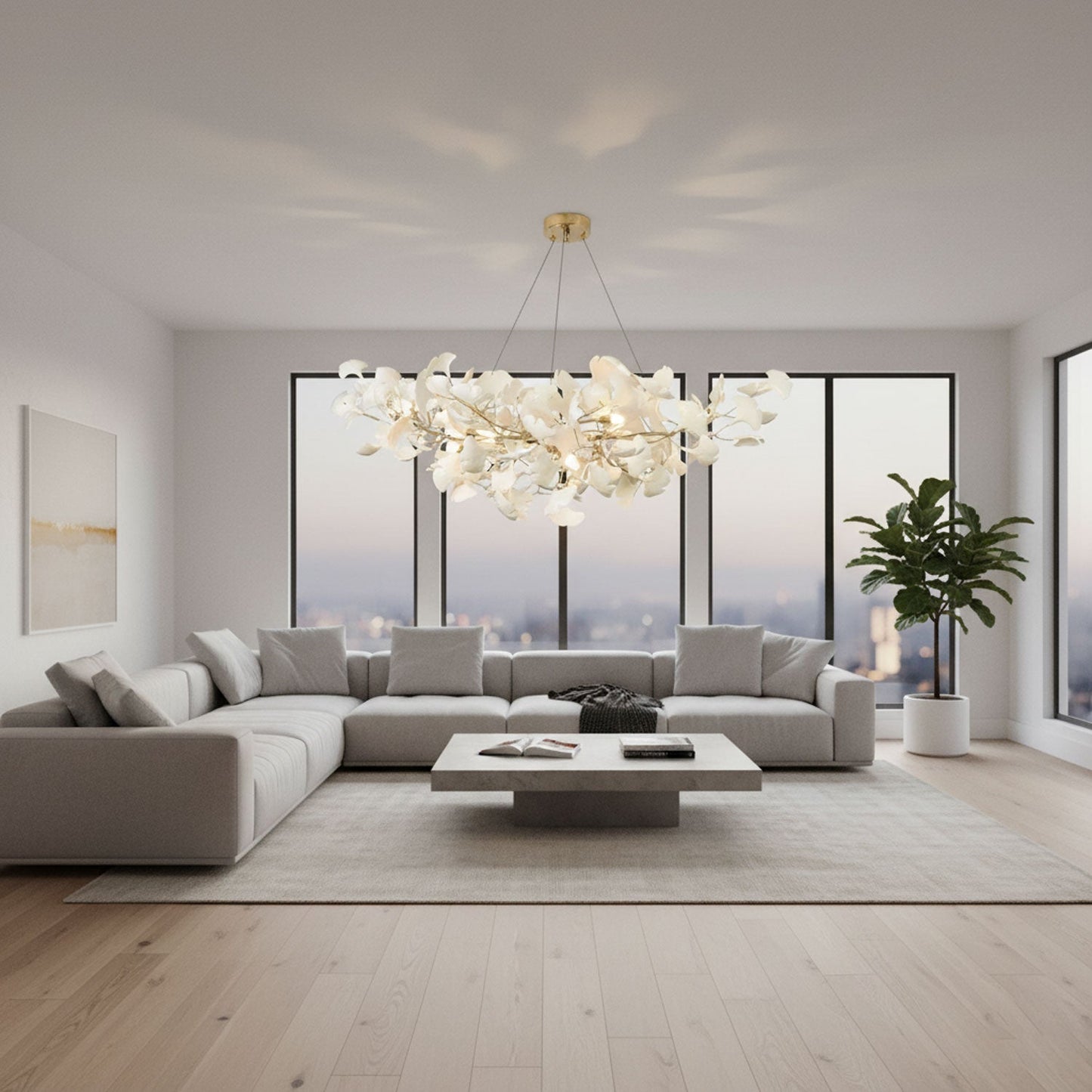 Horizon Bloom Ginkgo Chandelier - Elegant Design & Adjustable Height