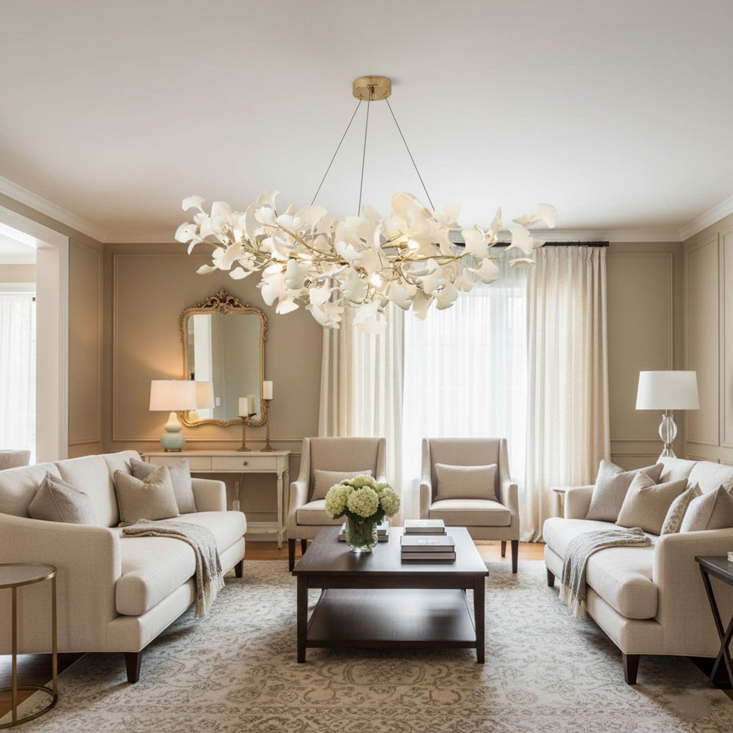 Horizon Bloom Ginkgo Chandelier - Elegant Design & Adjustable Height