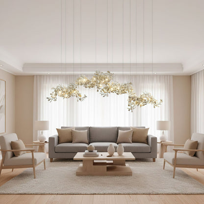 Gingko Chandelier C - Elegant Design with Adjustable Height & LED Ligh