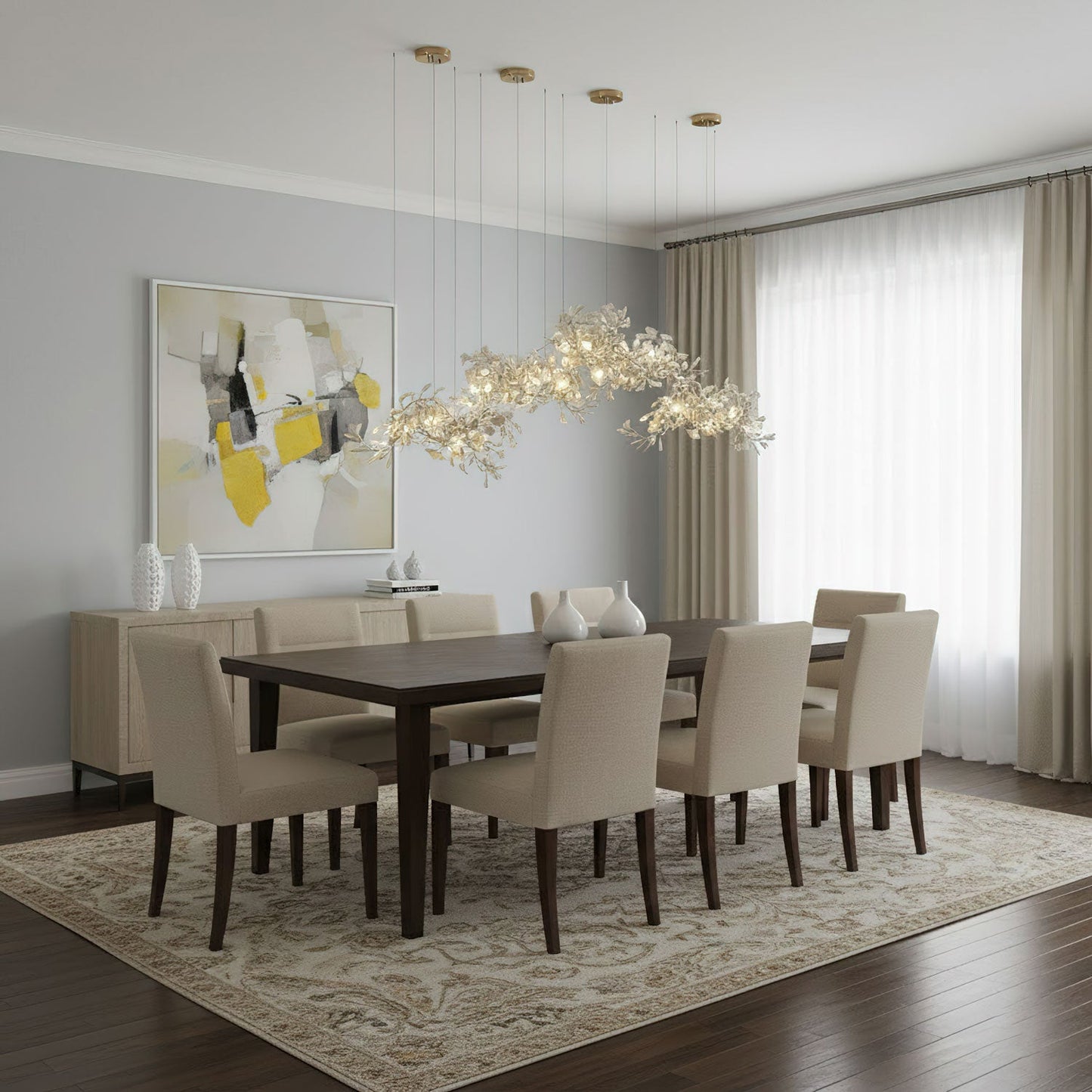 Gingko Chandelier C - Elegant Design with Adjustable Height & LED Ligh