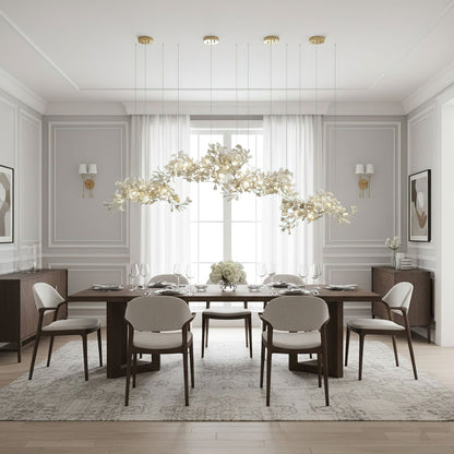 Gingko Chandelier C - Elegant Design with Adjustable Height & LED Ligh