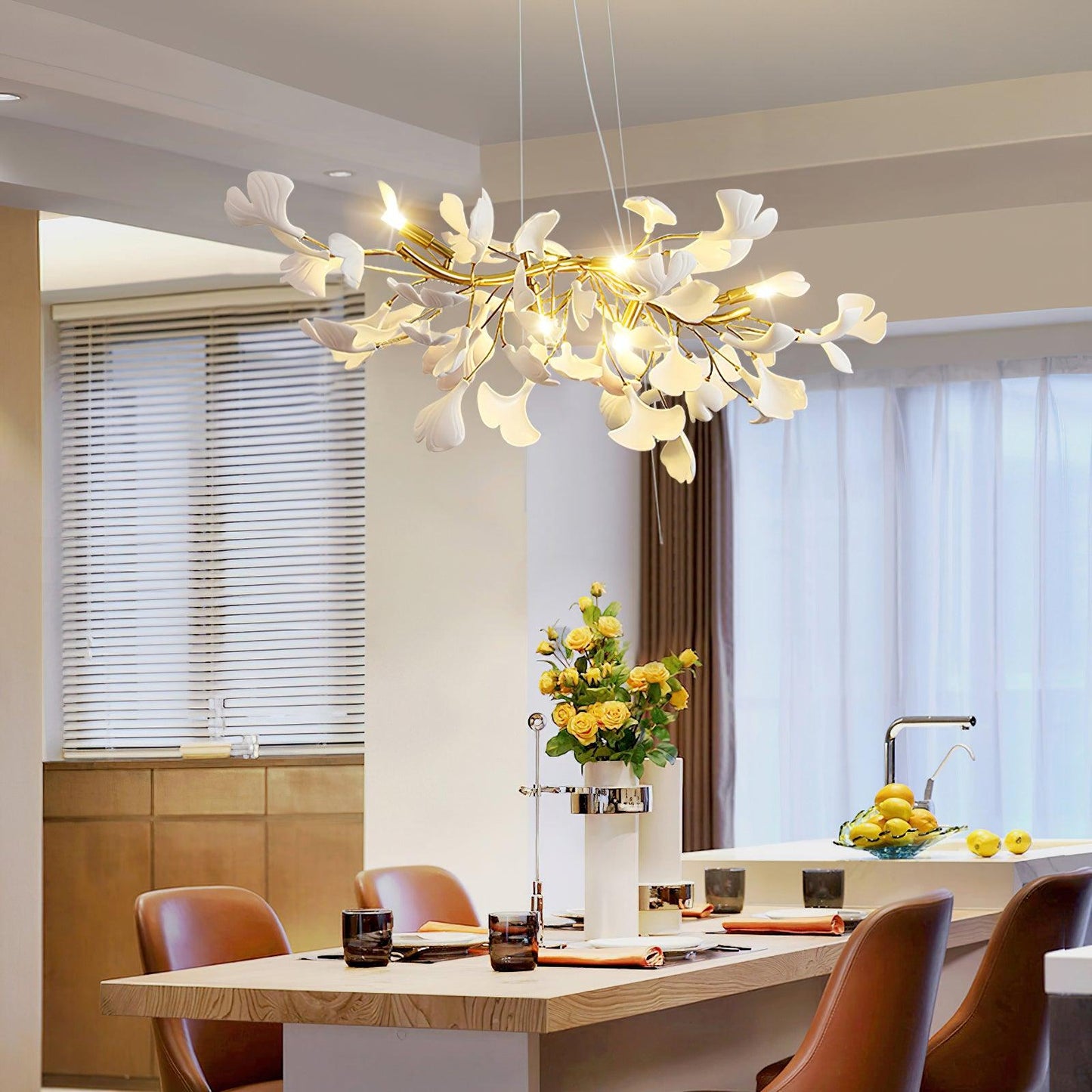 Gingko Cascade Chandelier - Modern LED Lighting with Adjustable Bright