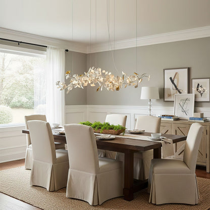 Elegant Porcelain Ginkgo Chandelier - Handcrafted, Energy Efficient Li