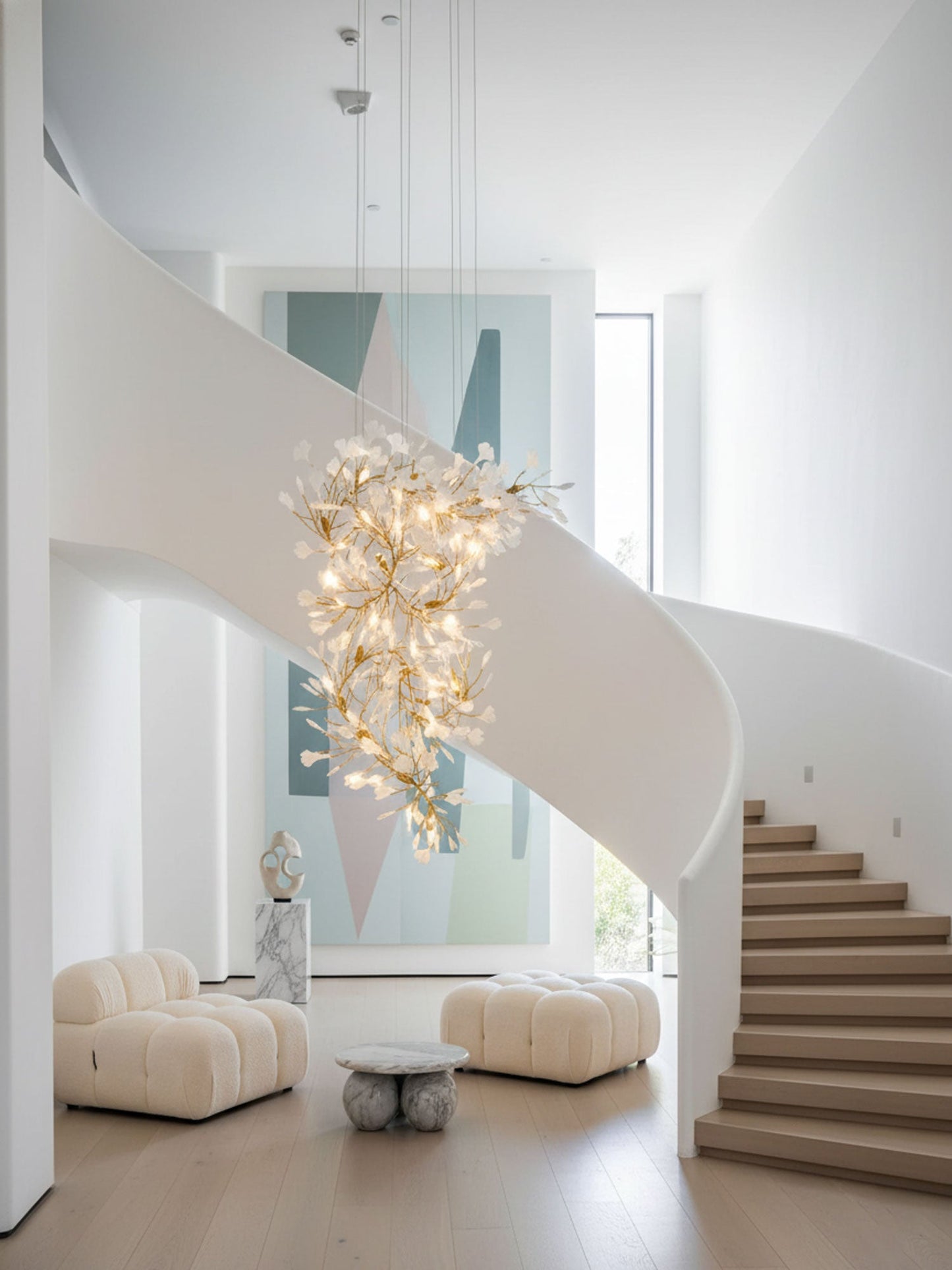 Gingko Vortex Modern Chandelier - Adjustable LED Lighting & Unique Des