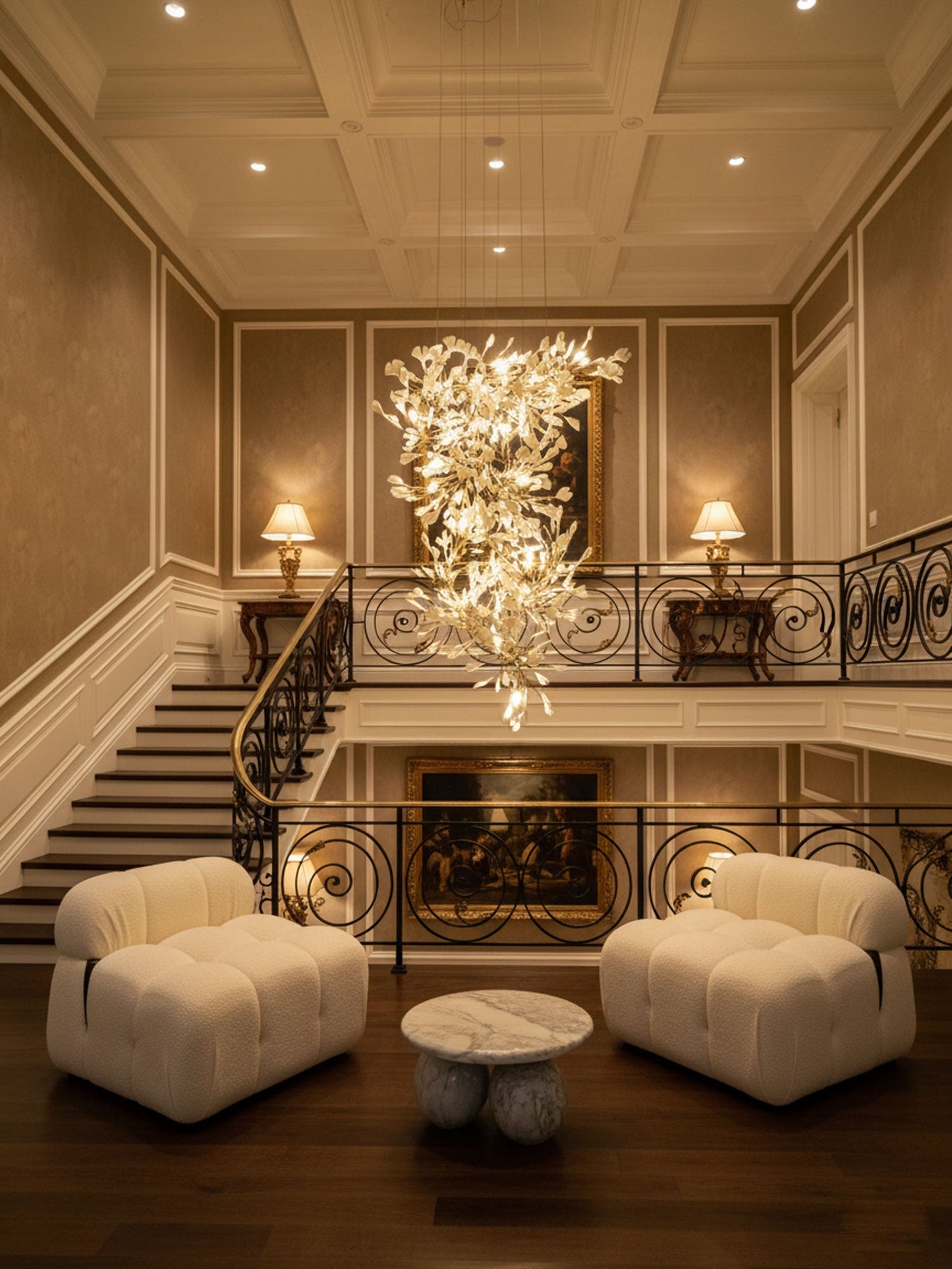 Gingko Vortex Modern Chandelier - Adjustable LED Lighting & Unique Des