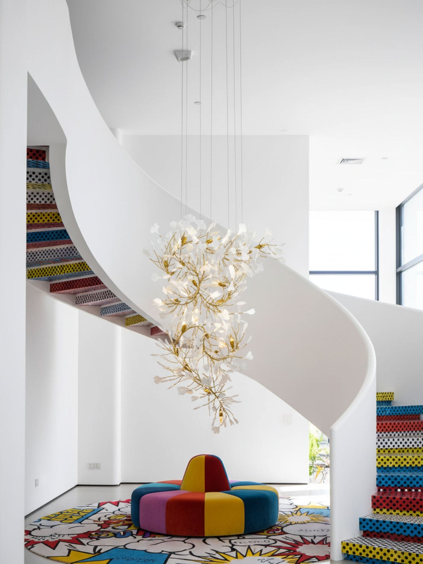 Gingko Vortex Modern Chandelier - Adjustable LED Lighting & Unique Des