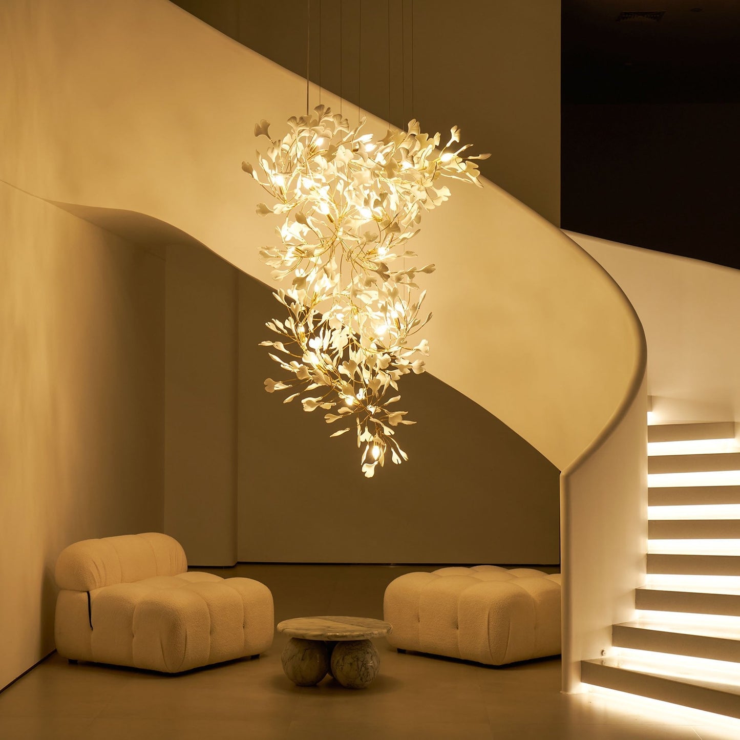 Gingko Vortex Modern Chandelier - Adjustable LED Lighting & Unique Des