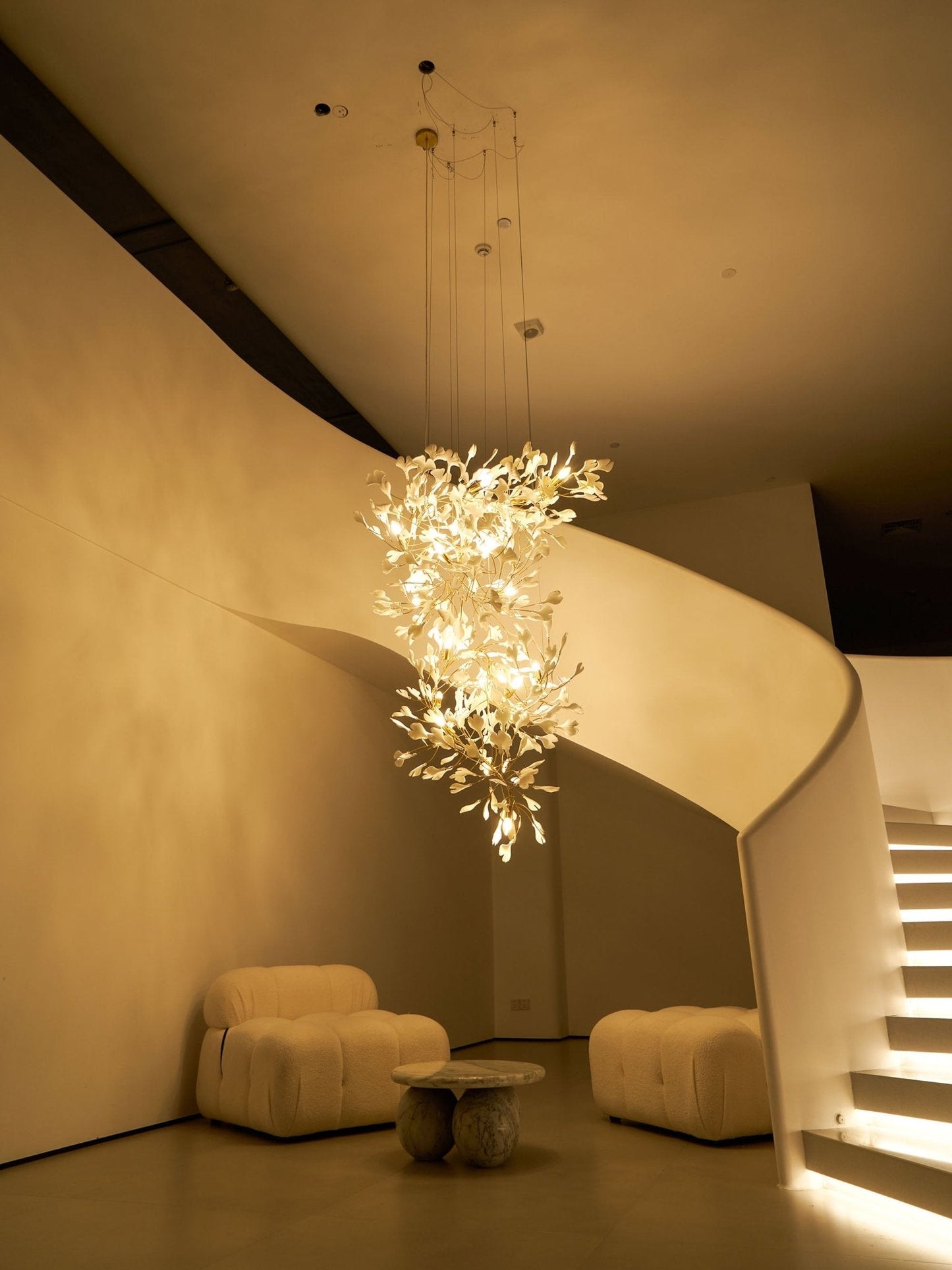 Gingko Vortex Modern Chandelier - Adjustable LED Lighting & Unique Des