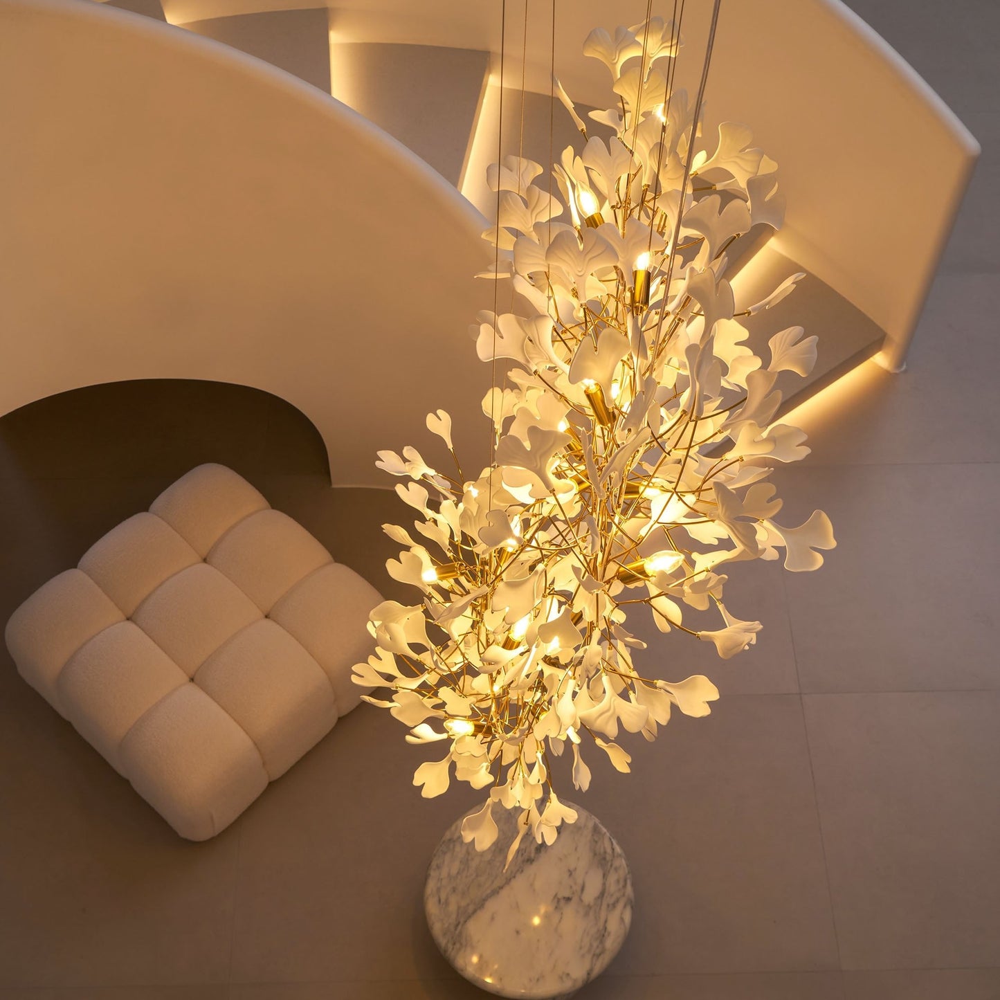 Gingko Vortex Modern Chandelier - Adjustable LED Lighting & Unique Des