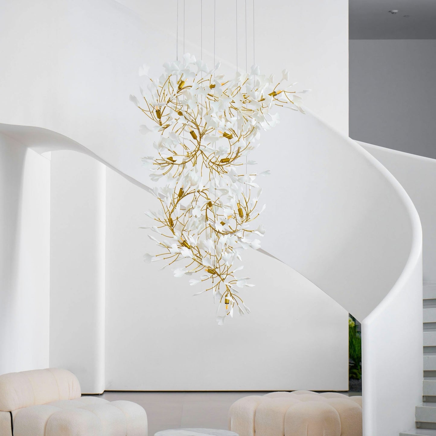 Gingko Vortex Modern Chandelier - Adjustable LED Lighting & Unique Des