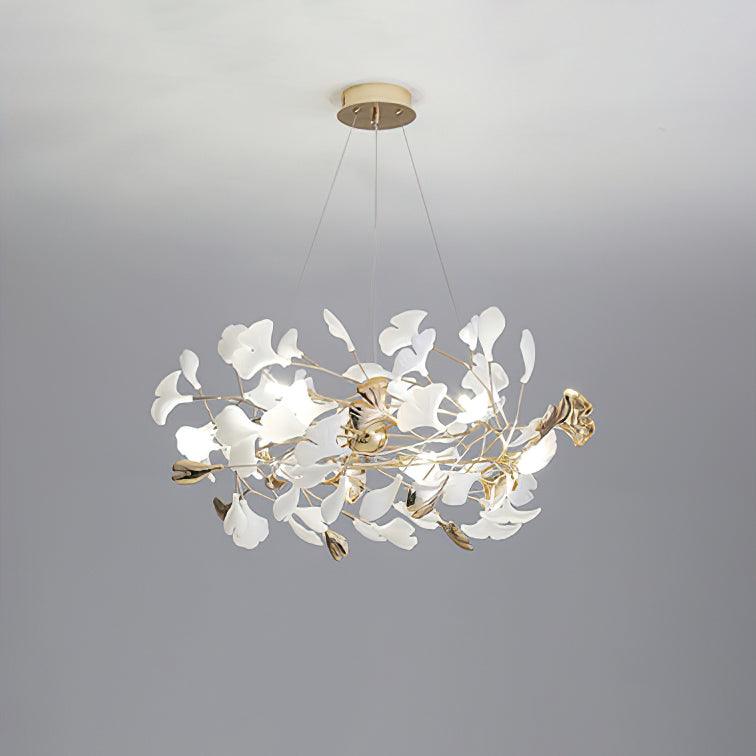Gingko Bough Round Chandelier - Elegant Design with Adjustable Brightn