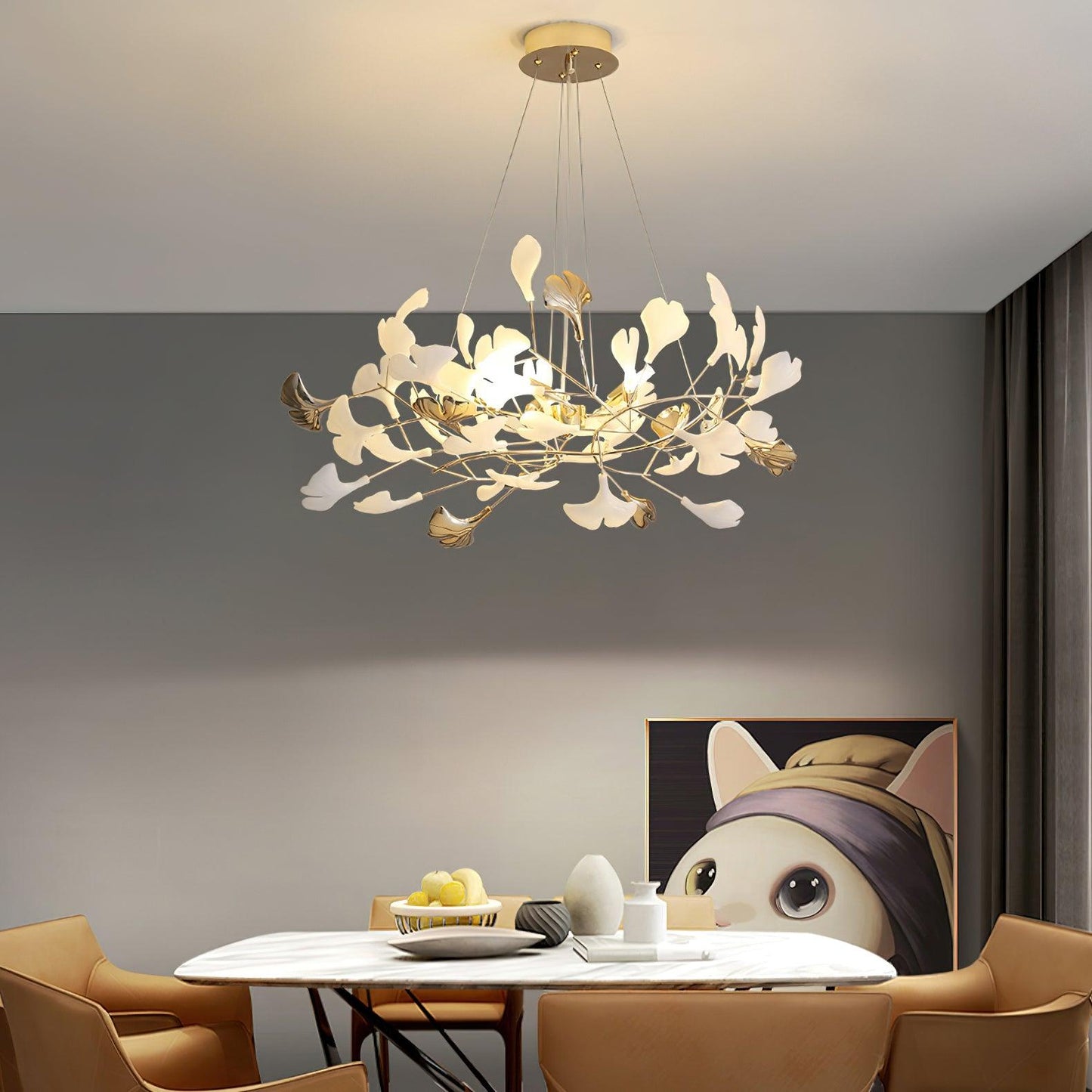 Gingko Wreath Chandelier - Elegant Design with Adjustable Brightness