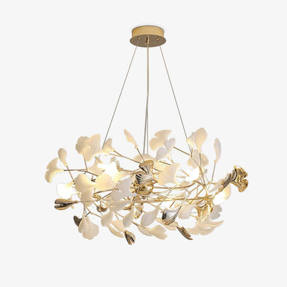 Gingko Bough Round Chandelier - Elegant Design with Adjustable Brightn