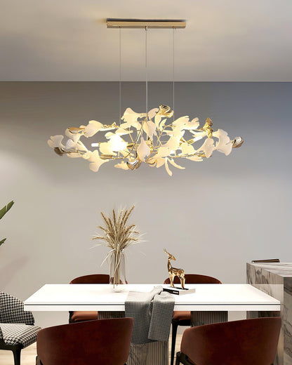 Gingko Bough Round Chandelier - Elegant Design with Adjustable Brightn