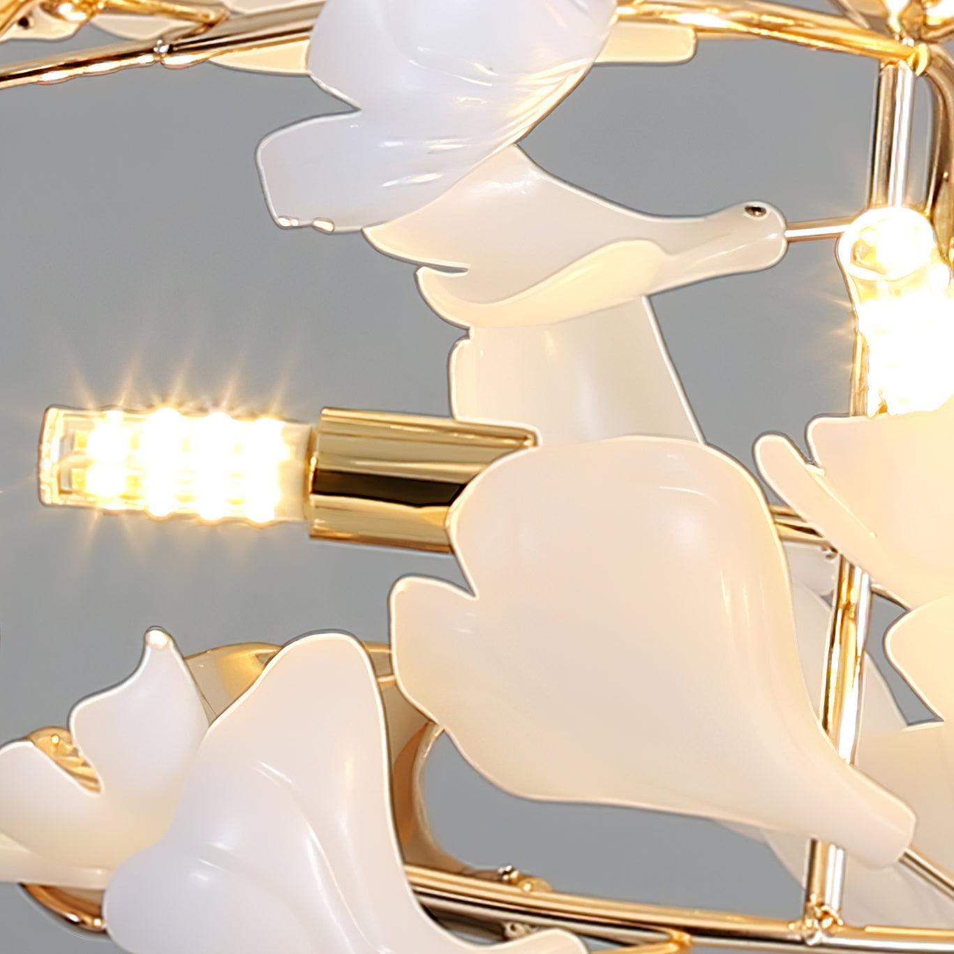 Gingko Bough Round Chandelier - Elegant Design with Adjustable Brightn