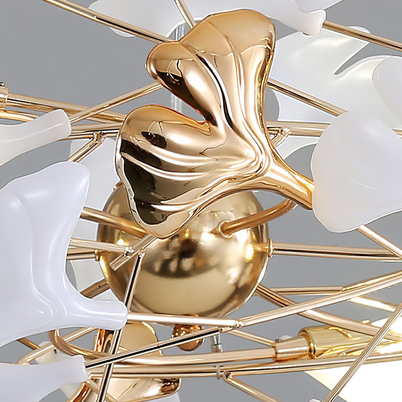 Gingko Bough Round Chandelier - Elegant Design with Adjustable Brightn