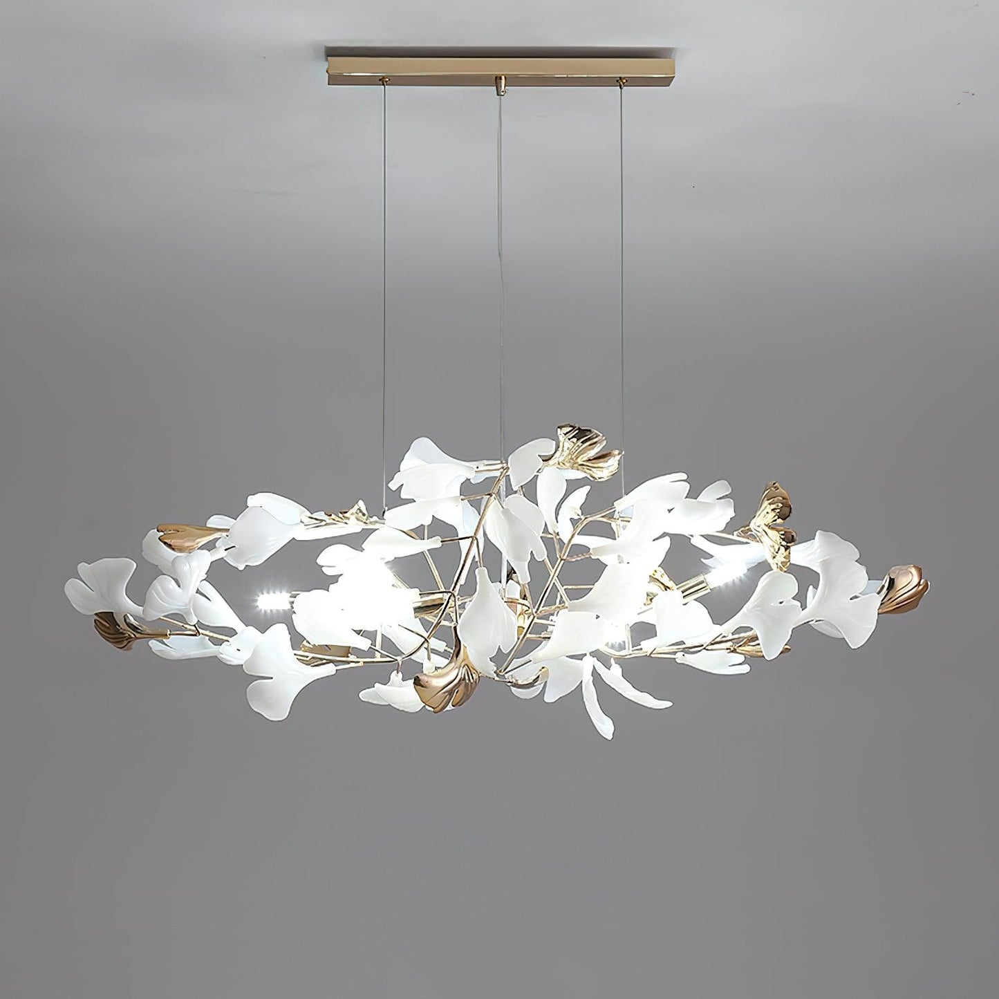 Gingko Bough Round Chandelier - Elegant Design with Adjustable Brightn