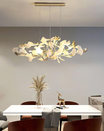 Gingko Bough Round Chandelier - Elegant Design with Adjustable Brightn