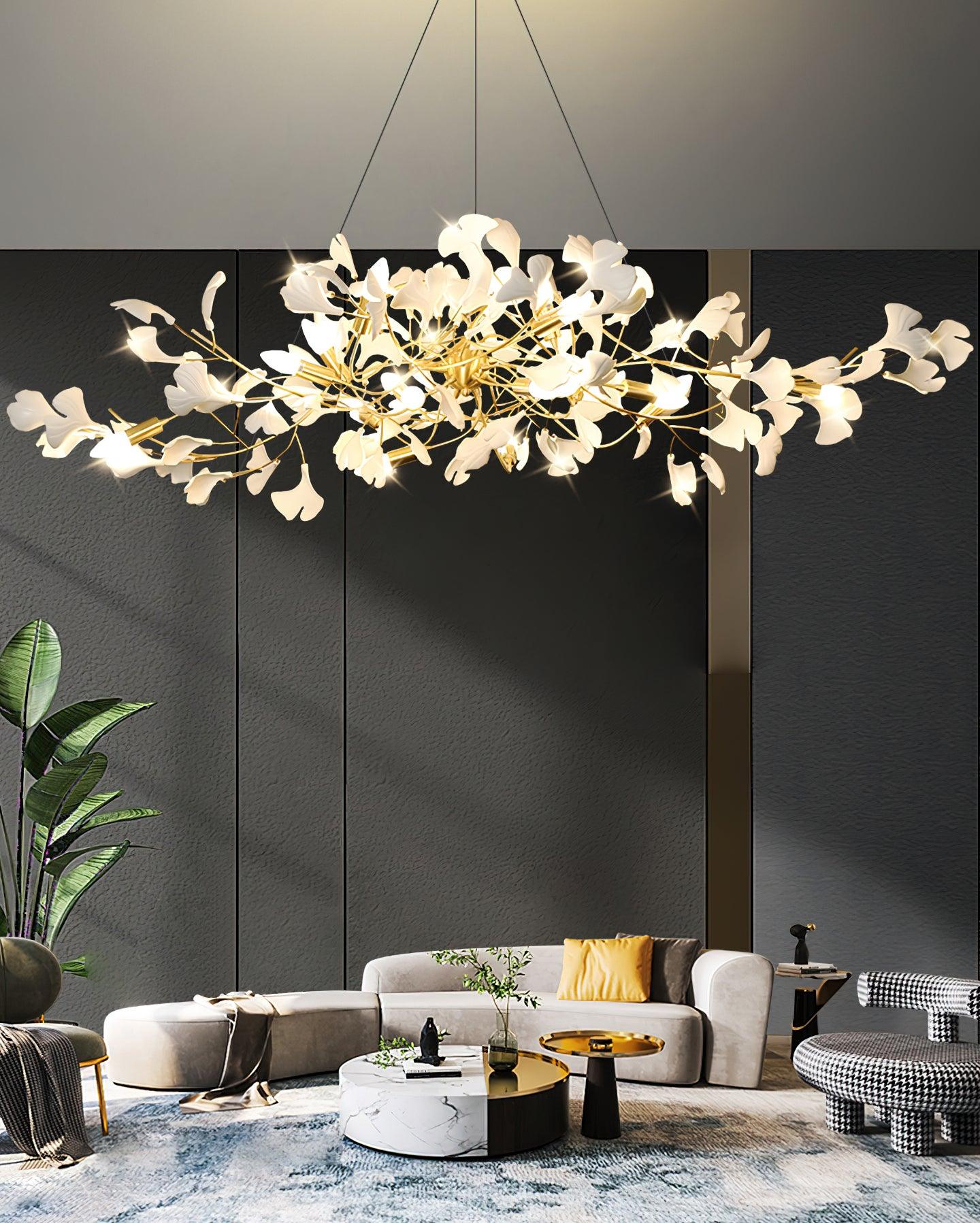 Gingko Bough Chandelier - Elegant Design with Adjustable Brightness